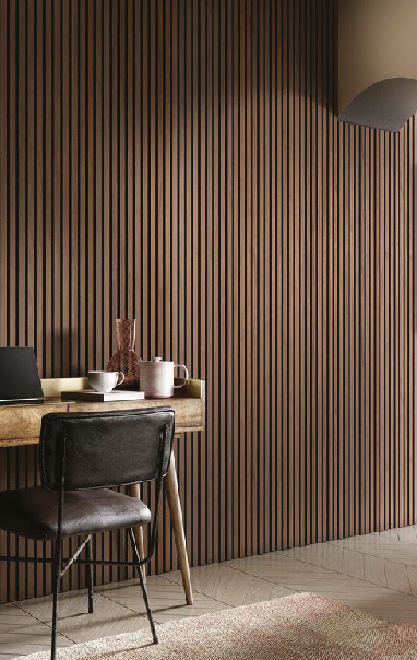 Paneles madera acústica salón en Manzano Cáceres