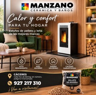 🔥 CALOR, CONFORT Y DISEÑO PARA TU HOGAR 🔥

Descubre nuestras estufas de pellets y leña, con diseños modernos, alto rendimiento y una excelente eficiencia para disfrutar de tu hogar con el máximo confort.

✨ Calidad, ahorro y estilo en un solo lugar.

📍 Ven a visitarnos en Manzano Cerámica y Baños
Calle Mar de Bering, s/n · Polígono Charca musia · Cáceres
📞 927 217 310

#Manzano #Estufas #EstufasDePellets #EstufasDeLeña #Calefacción CalorYConfort Cáceres Hogar Pellets Leña